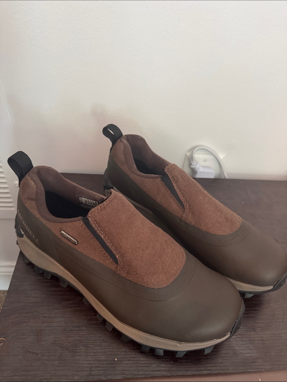 Merrell Brown Jungle Moc Nubuck Waterproof Slip-On Hiking Boots
